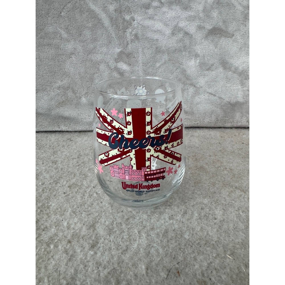 Disney Epcot World Showcase United Kingdom Cheers Union Jack Stemless Wine Glass